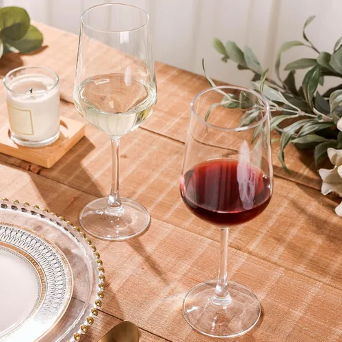 Miniatura 4 de YANGNAY Copas de vino (juego de 12, 13 onzas), copas de vino transparentes para vino tinto o blanco, borde liso, aptas para lavavajillas
