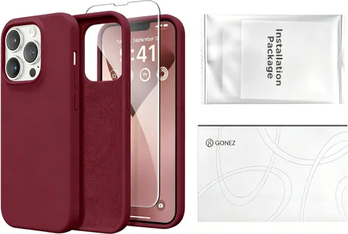 Miniatura 55 de GONEZ Funda de silicona para iPhone 14 Pro Max, compatible con MagSafe, con protector de pantalla + protector de lente de cámara, silicona líquida a