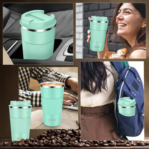 Miniatura 4 de KETIEE Taza de café de 12 oz: Taza de café con aislamiento al vacío y tapa a prueba de fugas, taza de viaje de acero inoxidable con doble pared