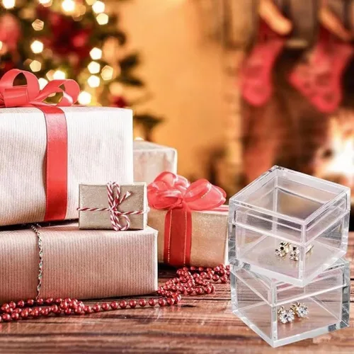 Miniatura 9 de KissYou Caja Pequeña de Acrílico con Tapa Cajas de Caramelo Transparentes para Exhibición Decoración de Fiesta Cubo Cuadrado de Plástico