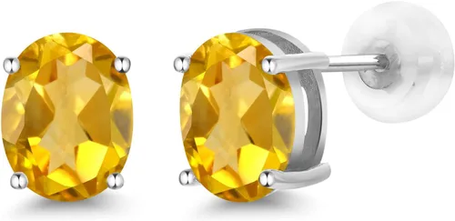 Miniatura 272 de Gem Stone King Aretes de oro de 14 quilates con piedra natal ovalada de 0.315 x 0.236 in Aretes de oro para mujer