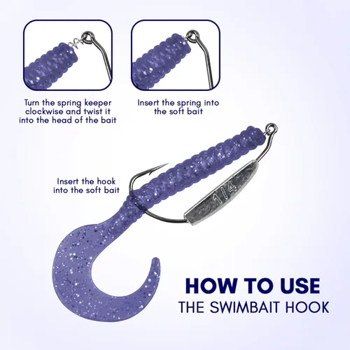 Miniatura 5 de Reaction Tackle Ganchos de pesca con peso para pesca de lubina, anzuelos de pesca sin malas hierbas con bloqueo giratorio para agua dulce y salada