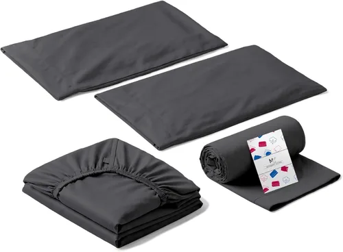 Miniatura 15 de Juego de sábanas de tamaño individual, juego de ropa de cama de 4 piezas de fibra larga egipcia de alta calidad, 100% algodón egipcio de una sola