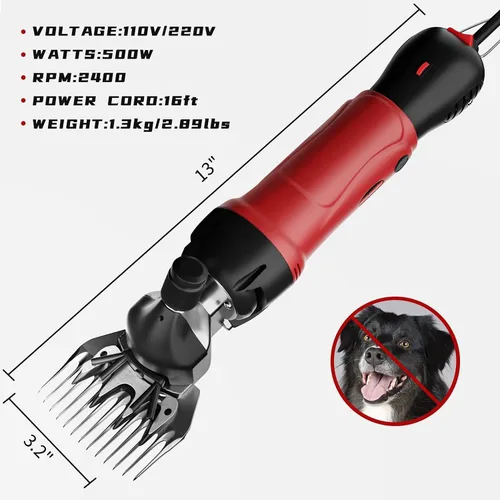 Miniatura 5 de 2025 Tijeras para ovejas mejoradas 500W, cortauñas eléctricos profesionales, kit de aseo para ganado de granja, 6 velocidades tijeras eléctricas