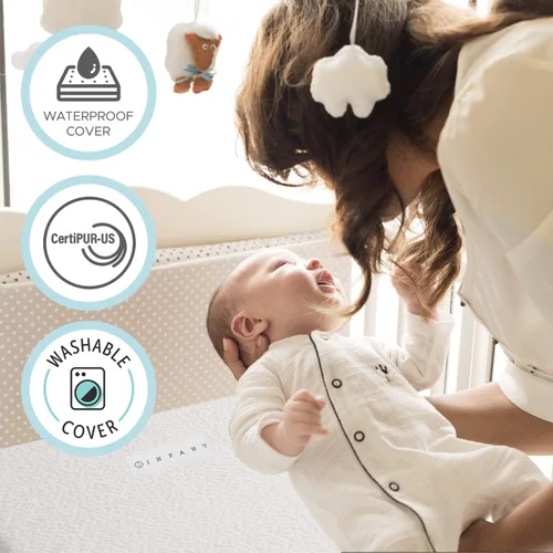 Miniatura 11 de Colchón de Cuna de Algodón Orgánico de Doble Cara Colchón de Bebé de Espuma Viscoelástica Premium de 2 Etapas CertiPUR-US Hipoalergénico, Soporte