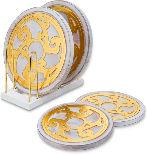 Miniatura 12 de Juego de salvamanteles de hierro fundido con madera de 2 piezas, salvamanteles de madera para platos calientes, almohadillas calientes de cocina