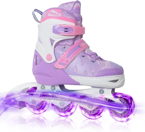 Miniatura 8 de Nattork Patines en línea ajustables para niños y niñas, azul negro rojo con ruedas iluminadas, patinaje sobre ruedas juvenil para principiantes de 3