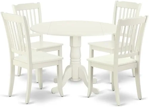 Miniatura 11 de East West Furniture DLDA3-BCH-W Dublin - Juego de habitación de 3 piezas que contiene una mesa de cocina redonda con gotas y 2 sillas de comedor, 42
