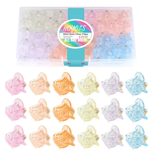 Miniatura 9 de Hoyols 48 mini pinzas para el cabello, pinzas pequeñas para mujeres y niñas, surtido de pinzas de plástico para mujeres y niñas, color negro, blanco