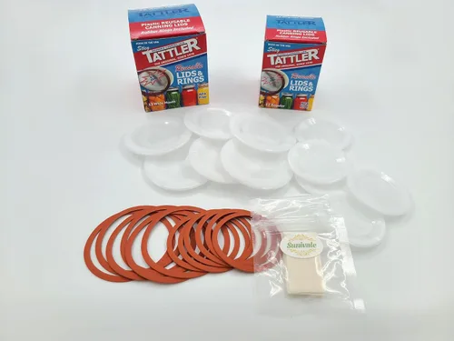 Miniatura 2 de El paquete de tapas reutilizables para conservas incluye 12 tapas y anillos de boca ancha y 12 de boca regular y 24 etiquetas solubles para tarros