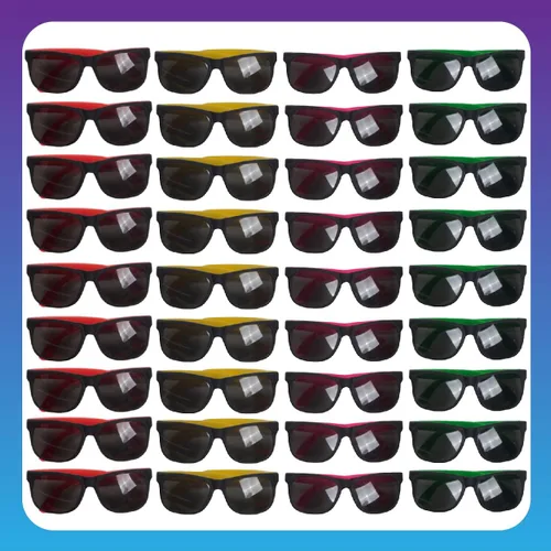 Funny Party Hats Gafas de sol de neón - Paquete de 36 - Gafas de sol a granel - Gafas de fiesta - Fiesta en la piscina - Recuerdos de fiesta en la