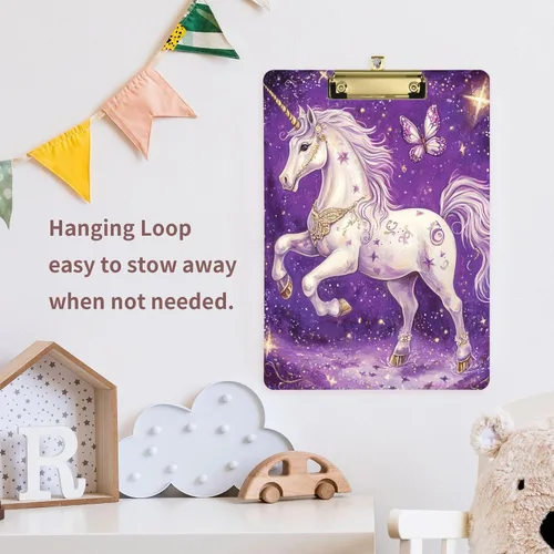 Miniatura 6 de Portapapeles de plástico con diseño de galaxia estrellada de unicornio, diseño de moda, para estudiantes, niños, mujeres y hombres, tablero de clip