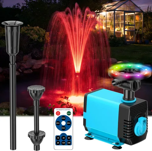 Miniatura 10 de POPOSOAP Bomba de agua sumergible de 200 GPH, fuente de agua (700 L/H, 12 W) con elevación de alta elevación ajustable de 5.9 pies y 3 boquillas