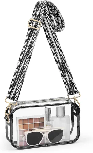 Miniatura 10 de Bulado Bolsa transparente para eventos de estadio, monederos transparentes para mujeres con correa ajustable, bolsa cruzada para fanáticos