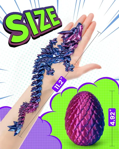 Miniatura 4 de TBOLINE - Huevo de dragón impreso en 3D, animal de cristal articulado, juguete para la ansiedad para adolescentes, niños y niñas, piezas míticas