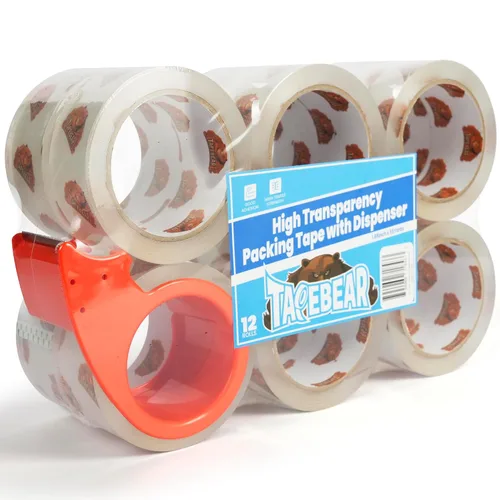 Miniatura 11 de TAPEBEAR Cinta de embalaje transparente, 12 rollos, 1.88 pulgadas x 55 yardas x 2.0 mil de grosor, cinta adhesiva acrílica para envío, sellado