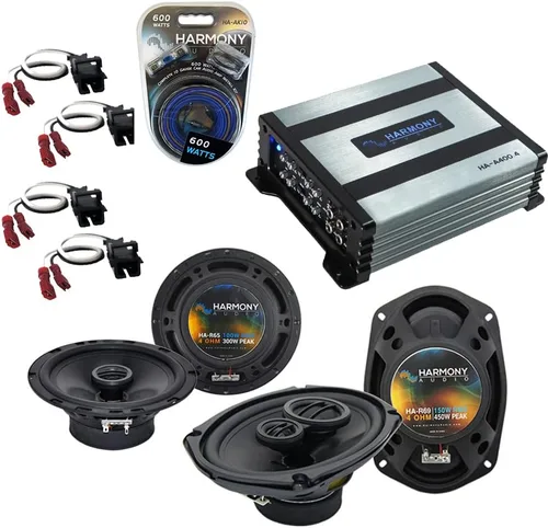 Harmony Audio R69 Compatible con altavoces Chevy Impala 2000-2016 de 450 W, altavoces R65 de 6.5 pulgadas y 300 W y amplificador HA-A400.4