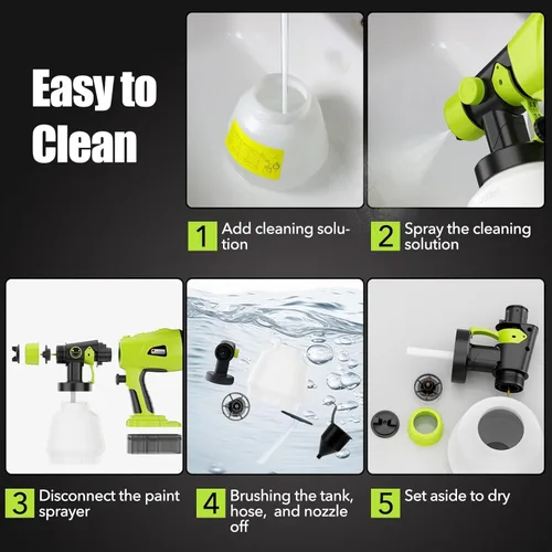 Miniatura 6 de Rociador de pintura para batería Ryobi ONE+ 18V Li-ion Ni-Cad Ni-Mh, pistola de pintura en aerosol HVLP con motor sin escobillas y boquilla