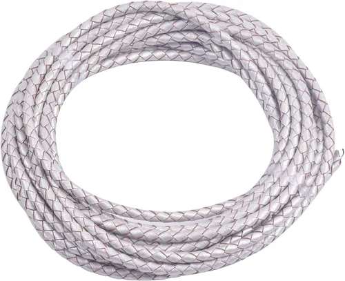 Miniatura 56 de KONMAY 2 yardas 8.0mm Cordón redondo de cuero trenzado auténtico marrón antiguo para corbata de bolo
