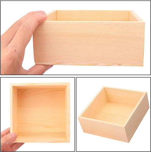 Miniatura 3 de 12 cajas de madera sin terminar, cajas pequeñas cuadradas de madera de 6 x 6 pulgadas, caja de madera rústica para exhibición, contenedor