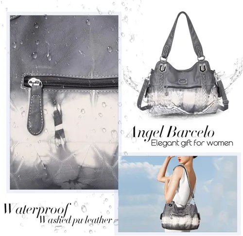 Miniatura 146 de Angel Barcelo - Bolsa de hombro amplia para mujer, diseño Hobo, cuero lavado