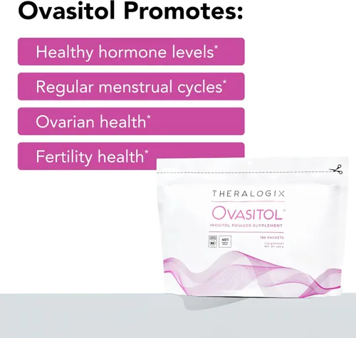 Miniatura 3 de Theralogix Ovasitol - Suplemento de mio-inositol y D-chiro Inositol en polvo, para equilibrio hormonal y apoyo de la función ovárica, certificado