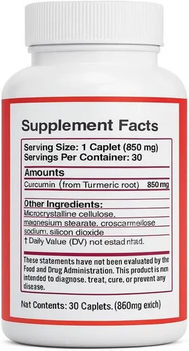 Miniatura 3 de Suplemento de cúrcuma de cúrcuma, 850 mg, 30 cápsulas