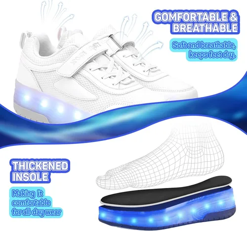 Miniatura 6 de Zapatos para niños con ruedas - 4 en 1 Zapatos con ruedas iluminados con luces LED recargables por USB para regalos de Navidad y escuela