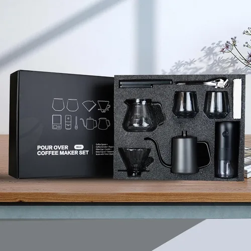 Miniatura 6 de Kit de Café SuperCook para Verter con Hervidor, Molinillo Eléctrico, Kit de Café para Acampar y Viajes, Ideal para Regalo de Cumpleaños o Aniversario