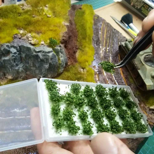 Miniatura 5 de 28 Piezas Arbustos Tupidos Verdes Arbustos de Tierras Bajas Kit de Modelo de Terreno Tufado Escena Estática Modelo en Miniatura DIY para Paisaje