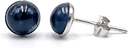 Miniatura 57 de Pendientes naturales de 0.236 in con chapado en oro blanco sobre plata de ley, bisel cabujón de piedras preciosas regalo de joyería para ella