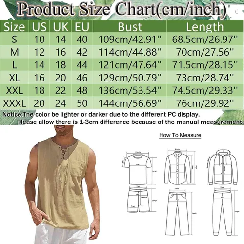 Miniatura 4 de EELHOE Mens Tank Tops Lightweight Fashionable Relaxed Fit Leisure Soft Lace Up Sleeveless Shirt Stylish Summer Vest