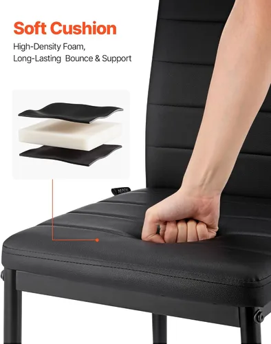 Miniatura 5 de VEVOR Juego de 4 sillas de acento modernas de comedor, sillas laterales tapizadas de cuero para sala de estar, silla de cocina que ahorra espacio