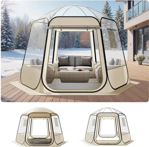 Miniatura 14 de VEVOR Pop up Sports Tent, 8 Sizes Optional Clear Bubble Tent for 1-6 Person, Waterproof Outdoor Pod with Floor Mat & Top Cover, Garden Igloo Dome
