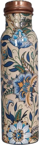 Miniatura 7 de Botella de agua de cobre de 34 onzas, botella de agua grande de cobre para beber, recipiente multicolor ayurvédico 100% puro para botella de tapa a