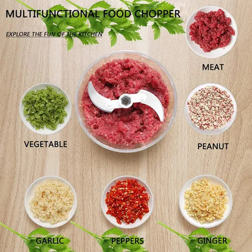 Miniatura 5 de Procesador manual de alimentos, picador de verduras, picador de cebolla de 33.8 fl oz, picador de ajo, picador de ajo, batidora y licuadora