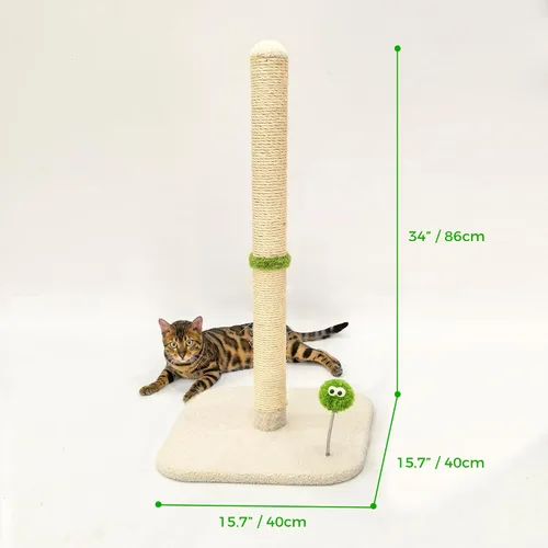 Miniatura 5 de TINYBEAST Rascador para gatos de 34 pulgadas de alto, rascador para gatos con cuerda de sisal natural, árbol para gatos con bola de juguete