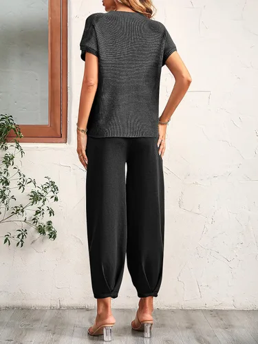 Miniatura 2 de Conjunto de dos piezas para mujer, suéter de punto y pantalones de cintura alta