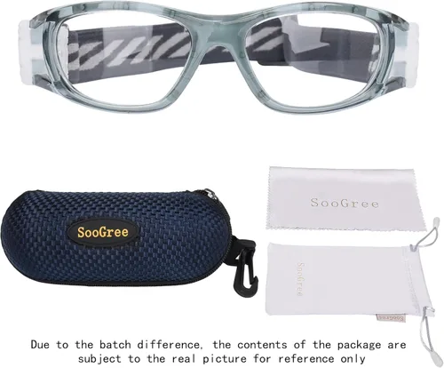 Miniatura 7 de N/A'' Gafas deportivas para niños, baloncesto, fútbol, entrenamiento, seguras, antiniebla, 7-12 Marco gris almohadilla blanca