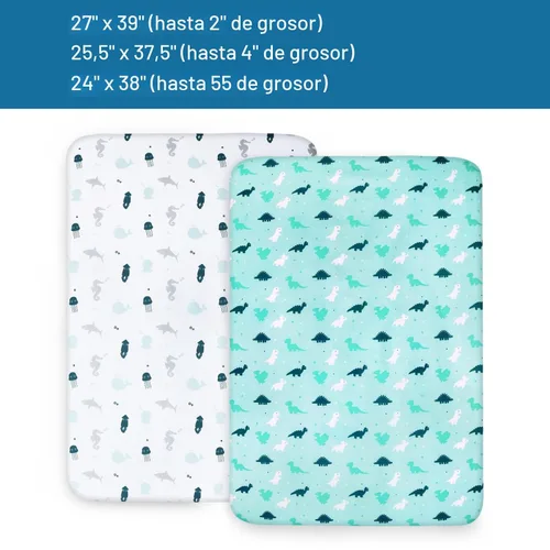 Miniatura 6 de Pack and Play Sábanas ajustadas, paquete de 2 sábanas para cuna, juego de sábanas compatibles con Graco Pack n Play, material ultrasuave