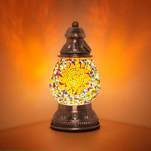 Miniatura 7 de Lámpara de mosaico turco recargable mejorada, hecha a mano, estilo marroquí, luz de campamento con batería de 1800 mAh, banco de energía USB