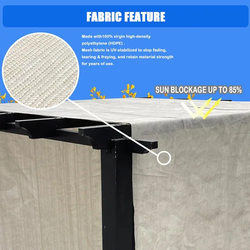 Miniatura 7 de Alion Home Toldo universal transpirable para pérgola – Toldo de repuesto para pérgola – Cubierta de sombra ajustable para exteriores con varillas