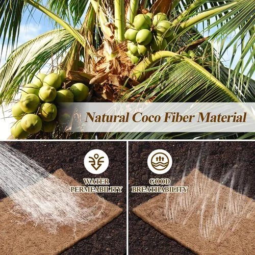 Miniatura 4 de Mantillo natural para paisajismo de 120 x 6.3 pulgadas, rollo de fibra de coco con 16 estacas de acero en forma de U, borde de jardín, barrera