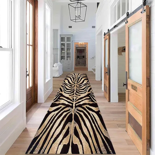 Miniatura 58 de Alfombra de pasillo con estampado de tigre, 2 x 10 pies, alfombra de rayas con estampado de piel de animal, alfombra interior a rayas blancas y 5