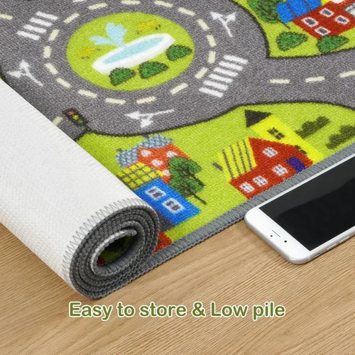 Miniatura 7 de STARUIA Alfombra de juego para niños, 60 x 32 pulgadas, ultra antideslizante, alfombra educativa para niños, alfombra de coche lavable