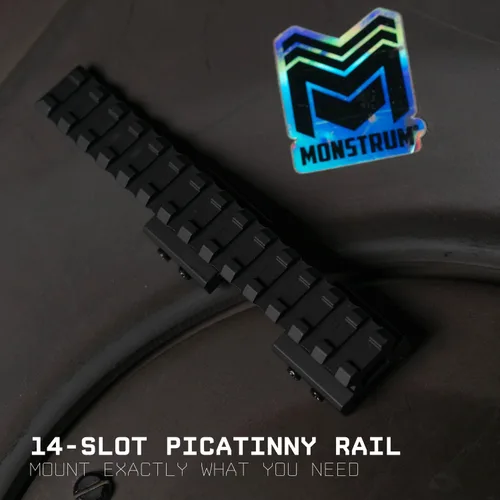 Miniatura 3 de Monstrum Shrapnel Montaje elevador de perfil bajo de Picatinny con base de parada de retroceso 14 ranuras 5 pulgadas