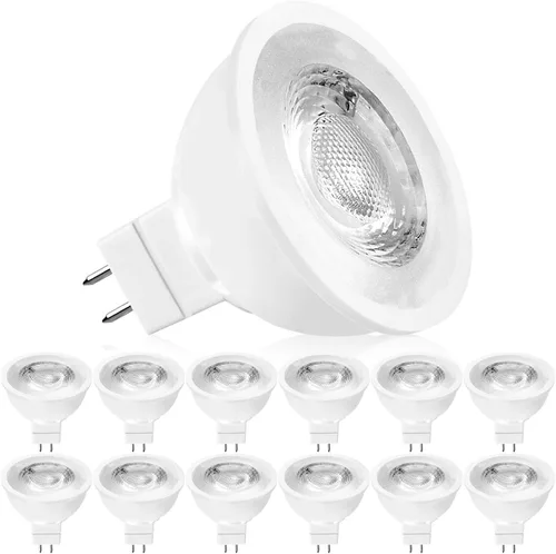 Miniatura 11 de LUXRITE Bombilla LED MR16 equivalente a 50 W, 12 V, 5000 K blanco brillante regulable, 500 lúmenes, bombilla LED GU5.3 de 6.5 W, clasificación