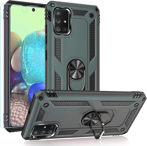 Miniatura 9 de Funda para Samsung A71 5G, Galaxy A71 5G, funda PUSHIMEI de grado militar resistente con protector de pantalla HD, anillo magnético con soporte