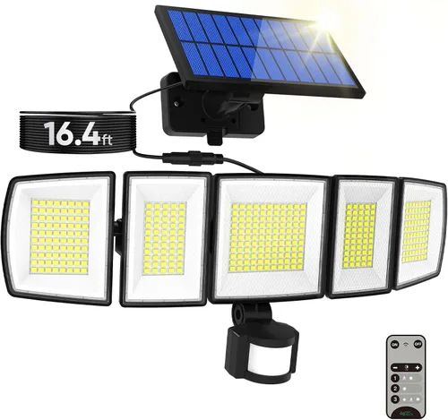 Miniatura 10 de MDCMDCM Luces solares al aire libre con sensor de movimiento - 3000LM con cable de 16.4 pies 3 niveles de brillo 3 modos, luces solares de seguridad