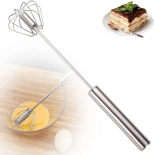 Miniatura 10 de Nuevo Batidor de Huevos Semiautomático de Acero Inoxidable 2025, Mezclador Agitador de Empuje Manual, Batidora Giratoria Multifuncional Rotativa